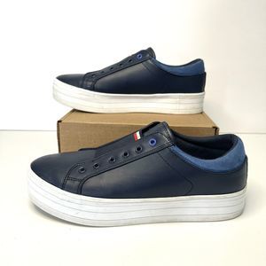 Tommy Hilfiger Women’s Slip On Bridi Navy Leather Platform Sneaker